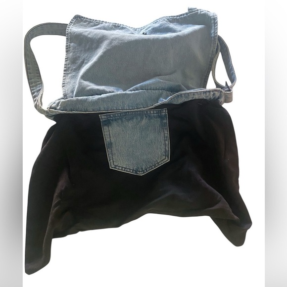 HIDDEN LOS ANGELES Denim Maxi Tote Bag Messenger Bag Blue Minimalist 11x15 - Picture 7 of 13